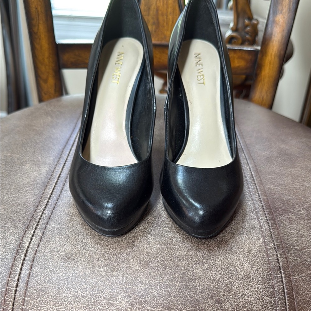 Nine West Black Polished Leather Heels